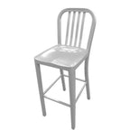 Thumbnail image #1 for Oak Street Navy Series BM-252-ALM Commercial Bar Stool, Slat Back, Aluminum Seat and Frame, Footrest, Brushed Finish