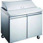 Thumbnail image #1 for Drago DRSP36-10 36.2"W Sandwich Prep Table, 2 Solid Doors, 10-Pan Top, 9 cu. ft., Stainless Steel