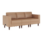 Thumbnail image #1 for Flash Furniture Hercules - Artemis ZB-8921-3S-COGNAC-GG Reception Sofa, 84-3/4"W, Cognac LeatherSoft, 4 AC/2 USB/2 USB-C Ports
