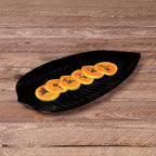 Thumbnail image #2 for G.E.T. The Naturals - EGS M179PL-B . . Melamine Leaf Platter, Black, 17-3/4" x 9-1/2" x 1" Case of 4