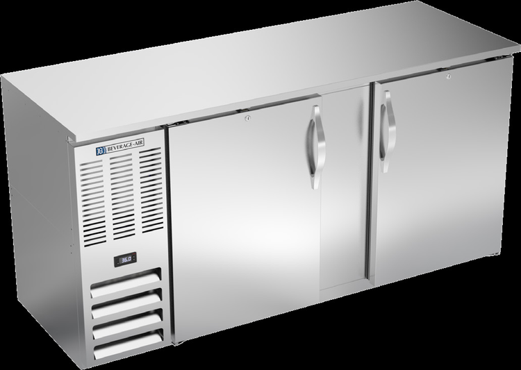 Product image #2 for Beverage-Air 68-Inch Two-Section Shallow-Depth Back Bar Refrigerator with Solid Doors