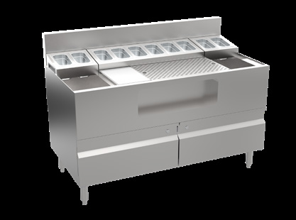 Product image #5 for Krowne Alchemy Series The Forty-Eight Lab 48-Inch Bar Ice Bin and Mise-En-Place Station with Cabinet Base