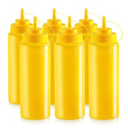 Thumbnail image #1 for New Star Foodservice Inc. 26610 32 oz Yellow Plastic Wide-Mouth Squeeze Bottle with Cap, Single Tip Case of 4