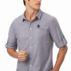 Thumbnail image #1 for Chef Works Oxford SES01-CHR-3XL Utility Chef Shirt, Charcoal Poly/Cotton/Elastane, Snap Front, Long Sleeve, 3XL