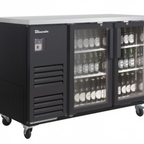 Thumbnail image #1 for Blue Air FSE LLC BLBB59-2BG-HC Two-Door Glass Back Bar Cooler, 58-3/4"W, Stainless Steel Top, Black Exterior