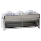 Thumbnail image #1 for Cadco CMLB-CSLP Stainless Steel Warming Cabinet with Removable Triple Buffet Server Top, Clear Doors, and 2 Variable-Heat Controls