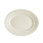 Thumbnail image #1 for CAC China Ridgemont RID-12 Oval Ceramic Platter, 9-1/2 x 7 x 1-1/2 in, Embossed Rim Case of 2 Dozen