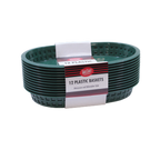 Thumbnail image #1 for TableCraft Products Chicago C1076FG Plastic Oval Fast Food Basket, Forest Green, 10-1/2" x 7" x 1-1/2" Case of 3