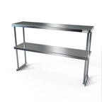 Thumbnail image #1 for NBR Equipment TMS-1860D Stainless Steel Double Overshelf, 60"W x 18"D, Adjustable Lower Shelf