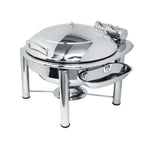 Thumbnail image #1 for Eastern Tabletop Crown 3939GPLB Round Induction Chafer with Hinged Glass Lid, 4 qt, Stainless Steel