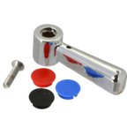 Thumbnail image #1 for AllPoints Foodservice Parts & Supplies Zurn® 1171421 Vandal-Resistant Faucet Handle, 2-1/2"L, Chrome-Plated Brass, 3 Index Buttons