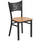Thumbnail image #1 for Flash Furniture Hercules XU-DG-60099-COF-NATW-GG Restaurant Chair, Metal Back with Coffee Cutout, Natural Finish Plywood Seat