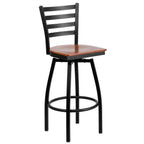 Thumbnail image #1 for Flash Furniture Hercules XU-6F8B-LADSWVL-CHYW-GG Metal Ladder-Back Bar Stool with Cherry Finish Plywood Swivel Seat