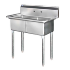 Thumbnail image #1 for Blue Air FSE LLC BS2-18-12/N 2-Compartment Stainless Steel Sink, No Drainboard, 18" x 18" x 12" Bowls, Legs