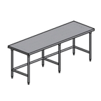 Thumbnail image #1 for Pacific Stainless Products Spec Line WKS10833IO Stainless Steel Work Table, 108"W x 33"D, Flat Top, Open Base