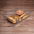 Thumbnail image #2 for G.E.T. W18124-GG Rectangular Grated Metal Wire Serving Basket, 18 x 12 x 4 in, Gunmetal Grey Case of 12