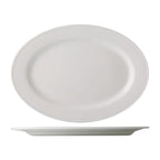 Thumbnail image #1 for CAC China Everest EVT-12 Porcelain Oval Platter, 10-1/2-Inch, Bead Edge, Bone White Case of 2 Dozen