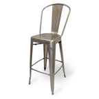 Thumbnail image #1 for JustChair Manufacturing Industrial Collection S42630-PS-GR2 Tolix-Style Metal-Back Bar Stool with Upholstered Seat Case of 4
