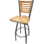 Thumbnail image #1 for Oak Street SL2150CCS-1S-5 Birch 5-Line Cutout-Back Armless Swivel Bar Stool with Steel Frame, Seat Unspecified