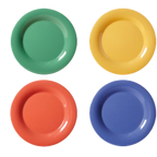 Thumbnail image #1 for G.E.T. Diamond Mardi Gras WP-5-MIX . . 5-1/2" Round Melamine Plate, Wide Rim, Assorted Colors Dozen Case of 4 Dozen