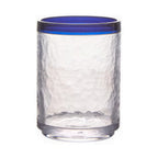 Thumbnail image #1 for G.E.T. Solera SOL-14R-CL Double Rocks Glass, 14 oz, Clear SAN, Textured with Blue Rim Case of 2 Dozen