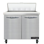 Thumbnail image #1 for Continental Refrigerator SW36N10 36-Inch 2-Door Refrigerated Sandwich Prep Table, 2-Section, 10-Pan, Stainless Steel