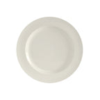 Thumbnail image #1 for Tuxton China Modena AMU-006 10" Pearl White Ceramic Plate, Round, Wide Rim 1 Dozen