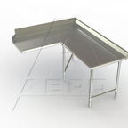 Thumbnail image #1 for AERO Manufacturing 3CDC-R-48 Corner Dish Table, Left-to-Right, 60" Machine-to-Corner x 48" Corner-to-End, 16-Gauge 304 Stainless, 7" Splash