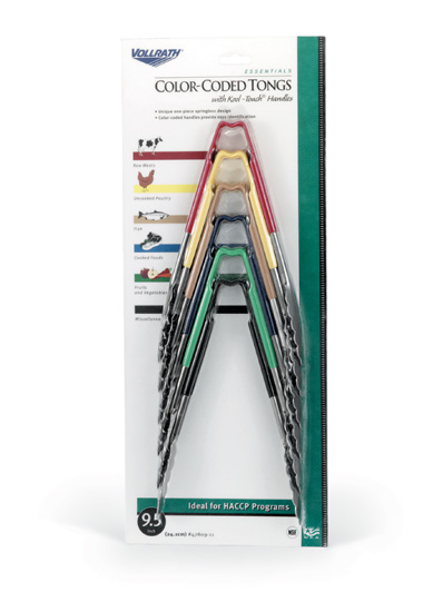 Product image #2 for Vollrath Jacob's Pride 6-Piece 9-1/2 Inch Springless Stainless Steel Color-Coded Utility Tong Set with Kool-Touch Handles