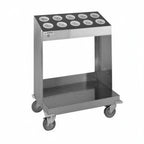 Thumbnail image #1 for Atlas Metal TC-2-S Two-Stack Tray and Silver Cart with Cylinder Dispensers, Open Stainless Steel, for 14" x 18" Trays