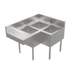 Thumbnail image #1 for Krowne Royal Series KR24-3CS-L 3-Compartment Corner Bar Sink, 48"W x 24"D, Left Drainboard, Stainless Steel