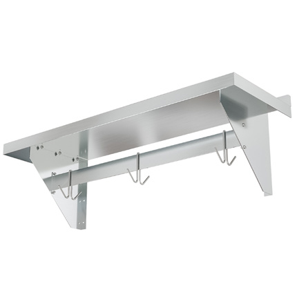 Product image #5 for KoolMore 36-Inch x 12-Inch Wall-Mounted Stainless Steel Wall Shelf with Pot Rack and 3 Hooks