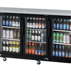 Thumbnail image #1 for Refrigeration X XBB-24-72SG-N6 Narrow Back Bar Refrigerator, 3 Glass Doors, Stainless Steel Top, 72-1/8 in W, 20.62 cu. ft.