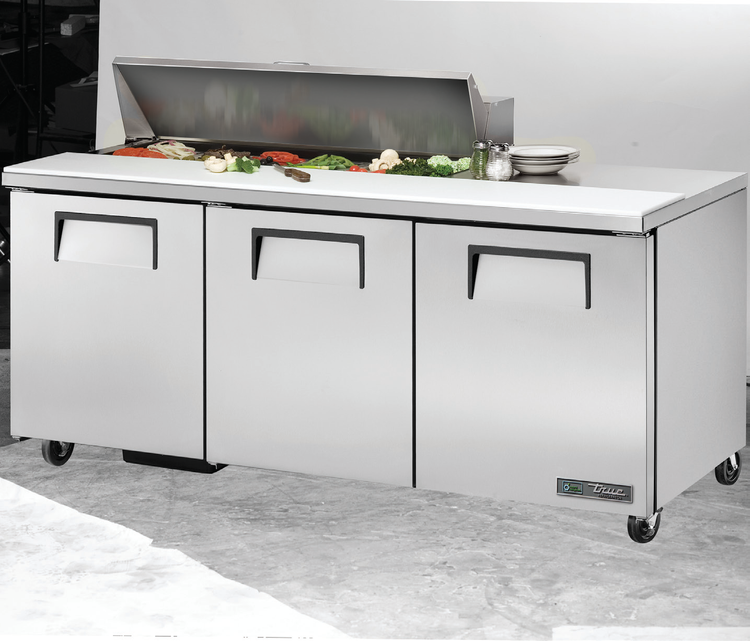 Product image #5 for True 72-Inch 3-Section Sandwich/Salad Prep Table with 3 Solid Doors, 12-Pan Top, and R290 Refrigeration