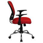 Thumbnail image #2 for Flash Furniture H-8369F-RED-GG Red Swivel Task Chair, Adjustable Height, Mesh Back, Upholstered Seat, Nylon Arms and Casters