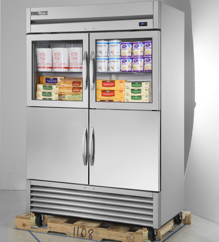 Product image #5 for True Two-Section Self-Contained Reach-In Refrigerator with 2 Glass and 2 Stainless Steel Half Doors