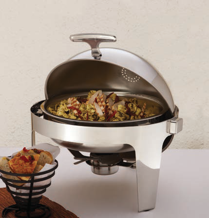Product image #2 for American Metalcraft Adagio Round 7 Qt Roll-Top Chafer, Silver-Handled