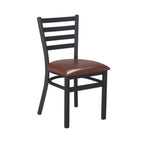 Thumbnail image #1 for G & A Commercial Seating Dante 513-B PS Ladder-Back Side Chair with Upholstered Padded Seat and Matte Black Steel Frame