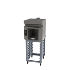 Thumbnail image #1 for Cadco Bakerlux™ BLS-4HTD-1H ™ Half-Size Electric Convection Oven with Open Base Stand, Ventless Hood, 4-Pan Capacity, Digital Controls