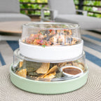 Thumbnail image #2 for Cal-Mil 22346-8-12 8" Round Clear Plastic Plate Cover with 1" Vent Hole, Stackable Case of 6