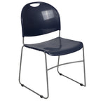 Thumbnail image #1 for Flash Furniture RUT-188-NY-GG Navy Polypropylene Outdoor Stacking Chair with Solid Back and Metal Sled Base