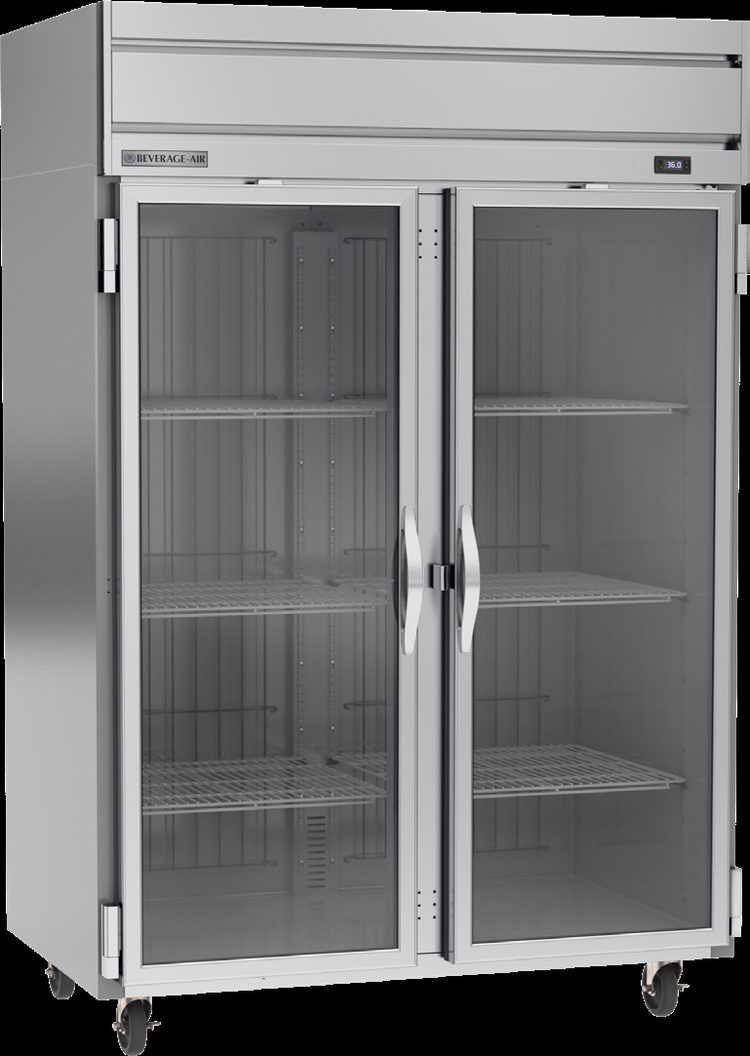 Product image #5 for Beverage Air Horizon Series Two-Section Glass Door Reach-In Refrigerator, 52-Inch Wide, Top-Mounted Self-Contained, 46.88 Cu. Ft.