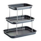 Thumbnail image #1 for TableCraft Products 12065 3-Tier Rectangular Stainless Steel Sharing Tower, Black Coated Finish, 14.75 x 10.75 x 13.75 in Case of 4