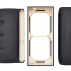 Thumbnail image #1 for ATSMFG ATS AT&S-EZS-W42-3B-BLK Single Upholstered Booth, 42"H, 3-Button Tufted Elm Wood Top & End Caps, Dark Walnut, Black