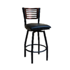 Thumbnail image #1 for ATSMFG ATS AT&S-77CE-BSS MFG Swivel Bar Stool, Armless, Wood Strips-Cutout Back, Metal Legs with Footrest