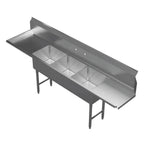 Thumbnail image #1 for GSW USA DT18243D-L 3-Bowl Left-to-Right Soiled Dish Table, 16-Gauge 304 Stainless Steel, 90-1/4"W x 30"D x 45-1/2"H