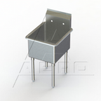 Thumbnail image #1 for AERO Manufacturing MF1-1836 1-Compartment Stainless Steel Sink, 39"W x 21-1/2"D x 41-1/4"H, 16-Gauge 304, 8-3/4"H Backsplash