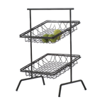 Thumbnail image #1 for G.E.T. Clipper Mill WB-103B Square Wire Pastry Basket, Powder-Coated Iron, Black, 12" x 2"H Case of 2