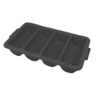 Thumbnail image #1 for Thunder Group PLFCCB001B 4-Compartment Plastic Cutlery Box with Integrated Handles, Black