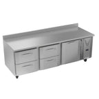Thumbnail image #1 for Victory Refrigeration VWRD93HC-4 Three-Section Worktop Refrigerated Counter, 1 Door/4 Drawers, 93-1/8"W, Side-Mounted Self-Contained